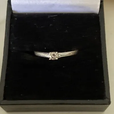 £80 • Buy 9ct WHITE GOLD Hallmarked DIAMOND SOLITAIRE RING SIZE P, 0.15ct 1.56g