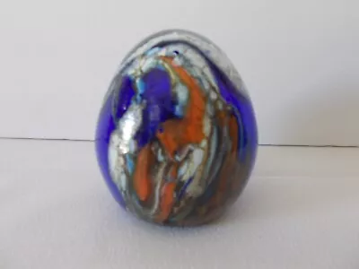 Vintage Murano Marked Multi Color Egg PAPERWEIGHT.  3 Inches HIGH • $29.95