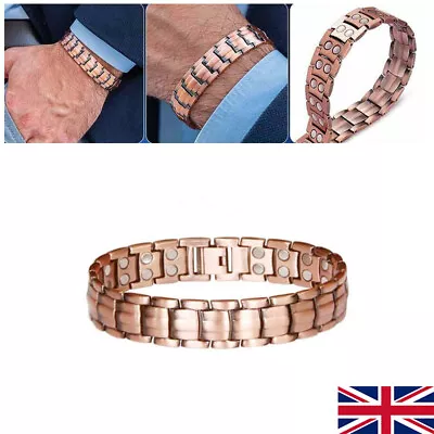 Mens Double Strength Copper Rich Bio Magnetic Healing Bracelet 36 Magnets UK • £5.99