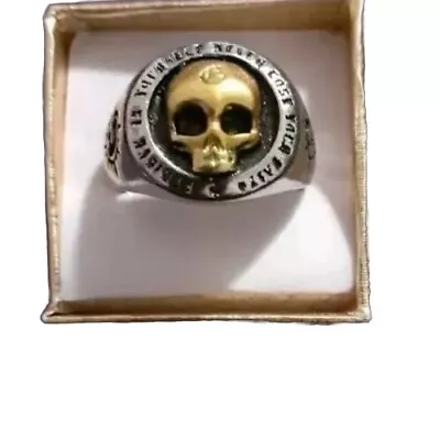 14k Yellow Gold Plate Memento Mori Skull Ring Size 7 • $9.99