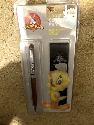 $10 • Buy VINTAGE 1998 Looney Tunes TWEETY BIRD Chrome Collectors Pen + POUCH  Sealed Pkg