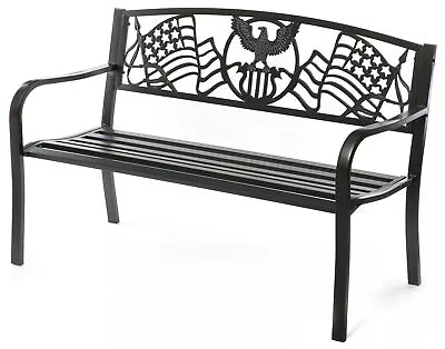 Steel Seating Bench With Cast Iron  Patriotic American Flag And Eagle  Backrest • $291.19