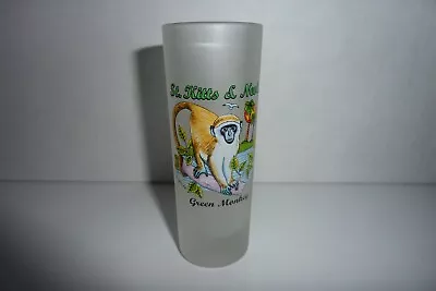 ST. KITTS & NEVIS Caribbean Shot Glass GREEN MONKEY Shooter Style Excellent Cond • $5.31