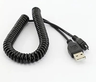 USB 2.0 To MICRO Plug Cable SPRING COILED Fast Data Sync Spiral Charger Lead 1M • £3.99