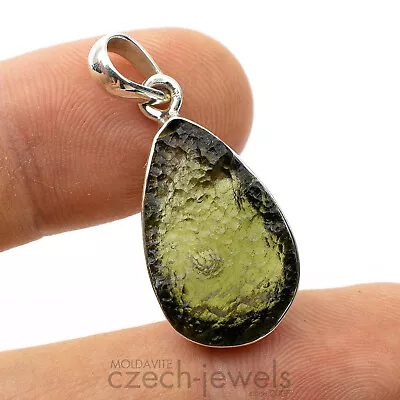 4.48g Moldavite Tektite Genuine Rough In Silver Frame .925 Pendant #VS19 • $134