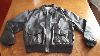 Airborne Vtg A-2 Leather Bomber Jacket Large Aviator Airforce 80s Dark Brown • $50
