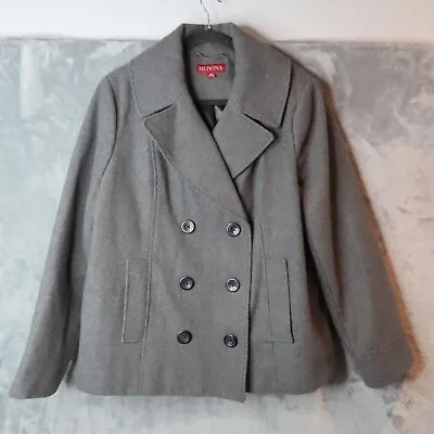 MERONA Pea Coat Womens XXL Gray Charcoal Wool Blend Lined Overcoat Jacket • $25.88