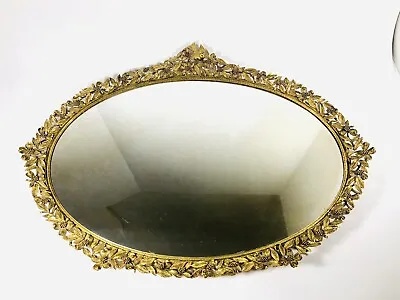 Vintage Matson Gold Ormolu Dogwood Bird Mirror Dresser Vanity Tray 21”X15” • $145