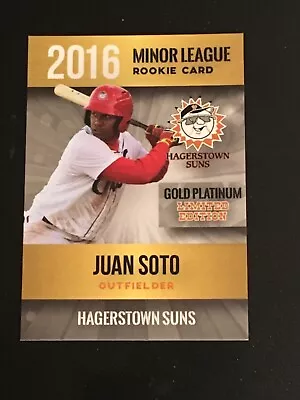 JUAN SOTO 2016 MINOR LEAGUE HAGERSTOWN SUNS Gold PLATINUM ROOKIE CARD • $2