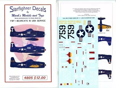 Starfighter Decals 4805 X 1/48  F8F-1 Bearcats In USN Service • $12.50