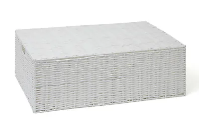 £35.99 • Buy Storage Basket Chest Under Bed White Resin Woven Trunk Basket Medium