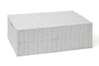 Storage Basket Chest Under Bed White Resin Woven Trunk Basket Medium • £35.99