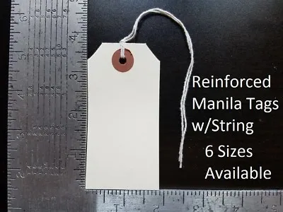 Manila Tags With String Hang Shipping Label Scrapbook Strung Sizes 1 2 3 4 5 6 • $7.74