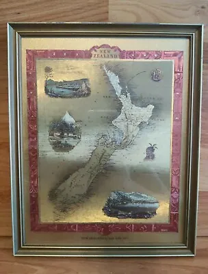 Map Of New Zealand By John Tallis 1851 In Gold 8x10 Inch Frame Antique • $20