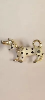 Vintage Articulated Dog Brooch Pin Bobble Head Spotted Enamel Rhinestone Collar  • $16.47