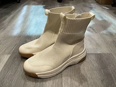 Zara White Sock Sneakers With Side Zipper Size EU 37 US 6 • $18.75