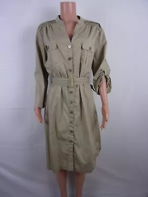 Mlle Gabrielle  Front Button Long Sleeve Dress       SIZE: 2X       TAN • $7.18