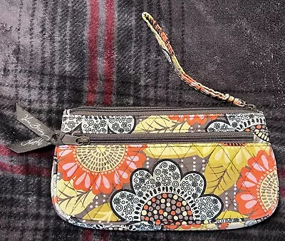 Vera Bradley Brown Flower Shower Wristlet Floral Preowned • $12.33