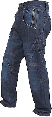 Men Denim Blue Motorcycle Motorbike Pants Jeans Protective Lining Armor Trousers • $64.99