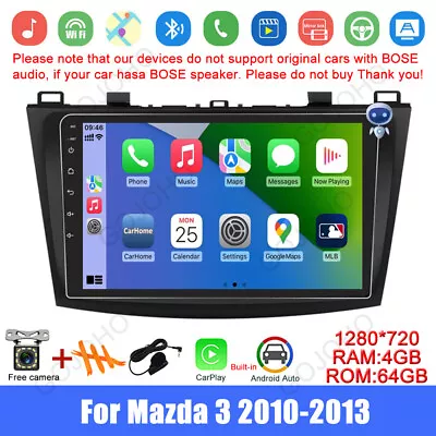 64GB For Mazda 3 2010-2013 CarPlay Android 13 Car Radio Stereo GPS Navi Carplay • $158.39