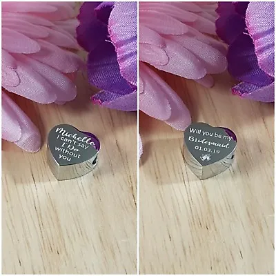 £8.99 • Buy Thank You Gift Bridesmaid, Flower Girl, Maid Of Honour, Personalised Charm 