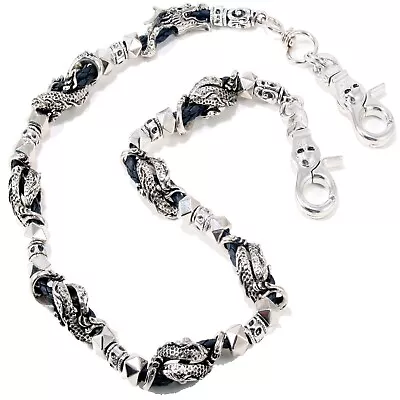 DK Heavy Head Tail Dragon Trucker Biker Key Jean Wallet Chain (29 ) Silver NCS87 • $39.99