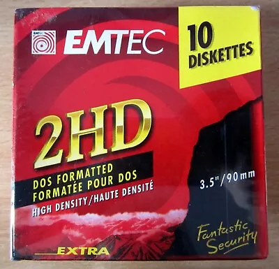 EMTEC 2HD DOS Formatted 1.44MB 3.5'' Floppy Disks [Pack Of 10] Sealed • £12.95