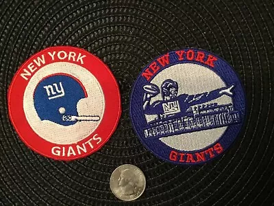 (2) NEW YORK GIANTS Vintage Embroidered Iron On Patches PATCH LOT 3 X 3 NFL • $10.99