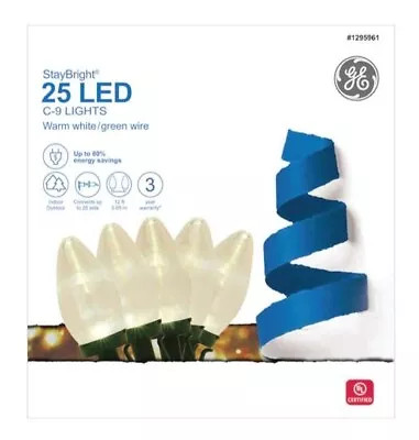 GE 25CT StayBright 12 Ft C9 LED Christmas Light String Set - Warm White • $15.99