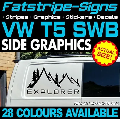 To Fit VW T6 SWB EXPLORER MOUNTAINS GRAPHICS DECALS DAY VAN CAMPER VAN • £32.99