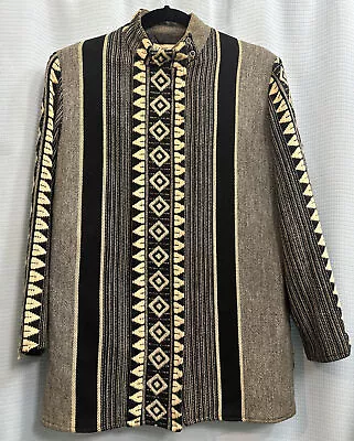 Vintage VAL HUGHES MONTREAL CANADA Tapestry Wool Tunic Jacket Quilt Lined M To L • $39.99