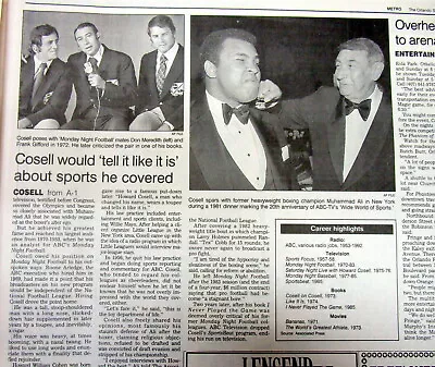 1995 Newspaper W Death SPORTS ANNOUNCER HOWARD COSELL Was Foil For Muhammad Ali • $20