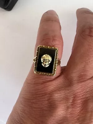 Antique Rare Victorian Memento Mori Skull 18k Solid Gold Ring Mellerio Paris • $1590