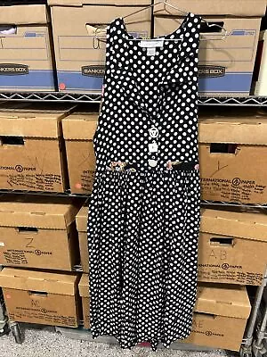 Janice McCarty Vintage Rayon Small Dress Womens Black White Polka Dot Sh • $80