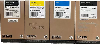 4 GENUINE EPSON T6128 T6031 T6032 T6034 INK 220ml STYLUS 7800 7880 9800 9880 New • $129.99