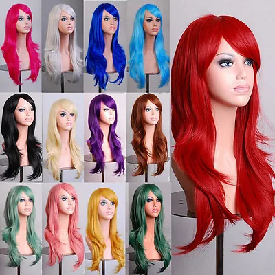 Lady Fashion 70cm Long Curly Wigs Cosplay Costume Anime Hair Full Wavy Party Wig • $13.99