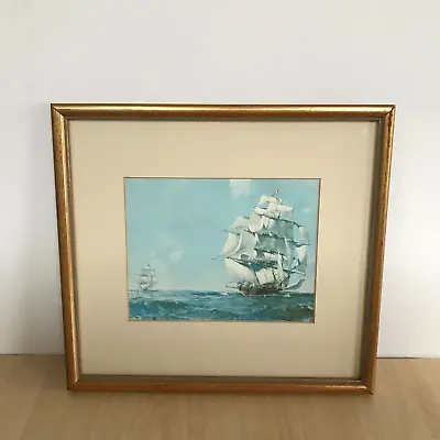 Sailing Ships Print Mounted And Framed Vintage Maritime Decor 30cm X 17cm • £18.95