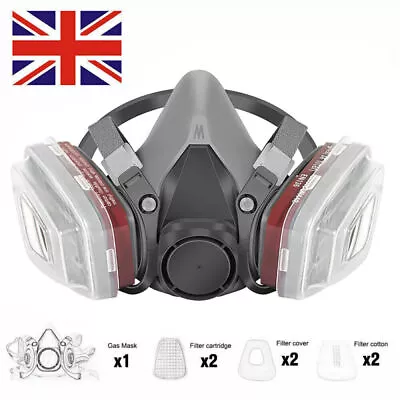 Gas Mask 7 In 1 Half Face Chemical Spray Painting Respirator Vapour 6200 Masks • £8.99