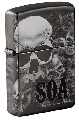 Zippo Windproof Lighter SONS OF ANARCHY SKULLS Black Ice NEW IN BOX FAST POST • £6