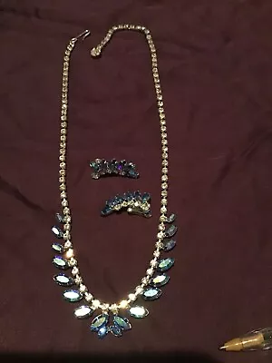 B David Marked Ab Rhinestone Vintge Necklace Earrings • $65
