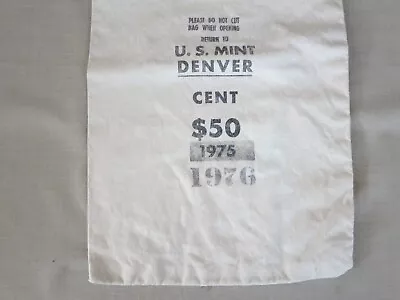 Vintage 1975 Federal Reserve U.S. Mint Denver Canvas Money Bag 1976 Cent $50 • $14.99