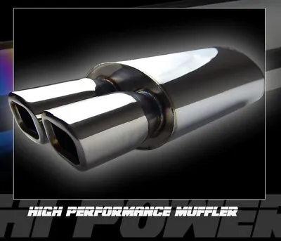 Polished Dual 3  Square Tip Exhaust Muffler Canister 2.5  Inlet Fit Subaru Mazda • $69.93