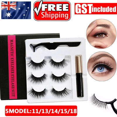 Magnetic False Eyelashes Natural Eye Lashes Extension Liquid Eyeliner Tweezer AU • $6.85