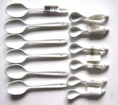 White Porcelain Teaspoons Demitasse Mini Spoon Coffee Dessert Set Of 12 • $17