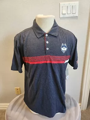 NEW UConn Huskies Colosseum Athletics Blue Buttoned Polo SS Shirt Mens L • $26.99