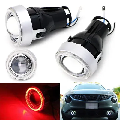 3  Projector Fog Light Lamps W/ Super Red 40-LED Halo Angel Eyes Rings For Car • $59.39