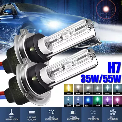 35W/55W H7 2X XENON HID BULBS METAL BASE Headlight 4300K 5K 6K 8K 10000K 12000K • £23.69