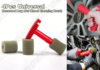 New Car Recessed Lug Nut Wheel Cleaning Brush & Handle & Removable Insert Sponge • $14.84