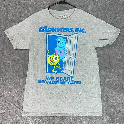 Monsters Inc Mens Shirt Small Gray Blue Pixar Short Sleeve Tee Top Movie Casual • $17.49