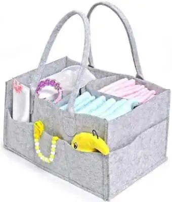 Grey Felt Portable Multifunctional Storage Caddy Nappy Bag Makeup Organiser Tote • £4.99